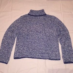Blue and white turtle neck sweater